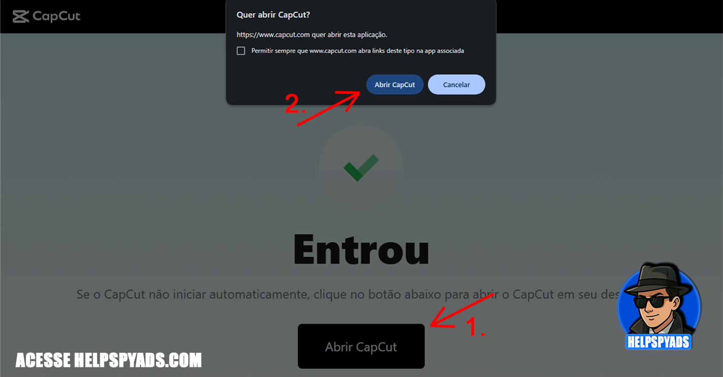 Botão Abrir CapCut
